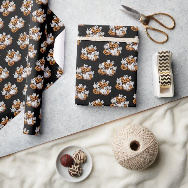Halloween: Little Ghosts with Pumpkins -  Wrapping Paper (Crafts)