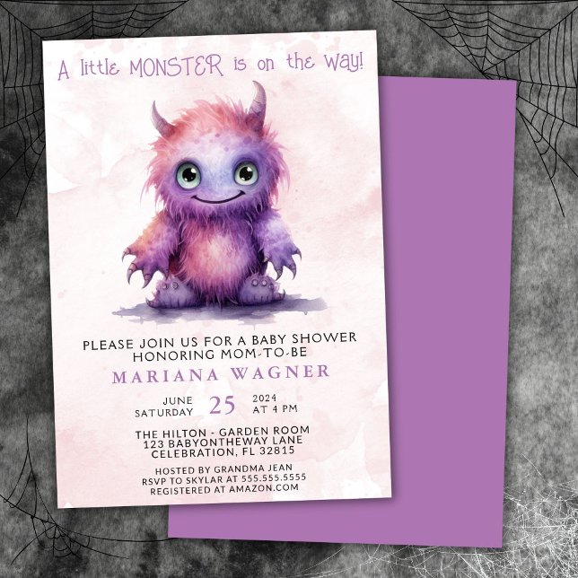 Halloween Little Monster Girl Baby Shower Invitation (Creator Uploaded)