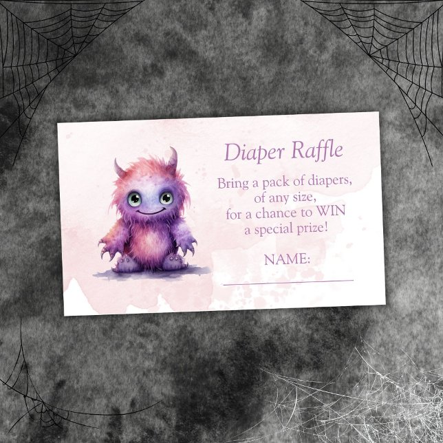 Halloween Little Monster Girl Diaper Raffle Ticket Enclosure Card (Creator Uploaded)