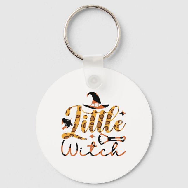 Halloween Little Witch Birthday Key Ring (Front)