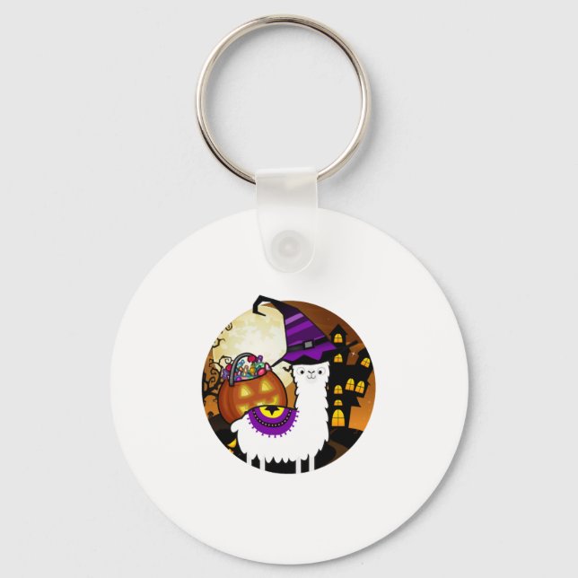 Halloween Llama Alpaca Funny Lama Glama Cool Gift Key Ring (Front)