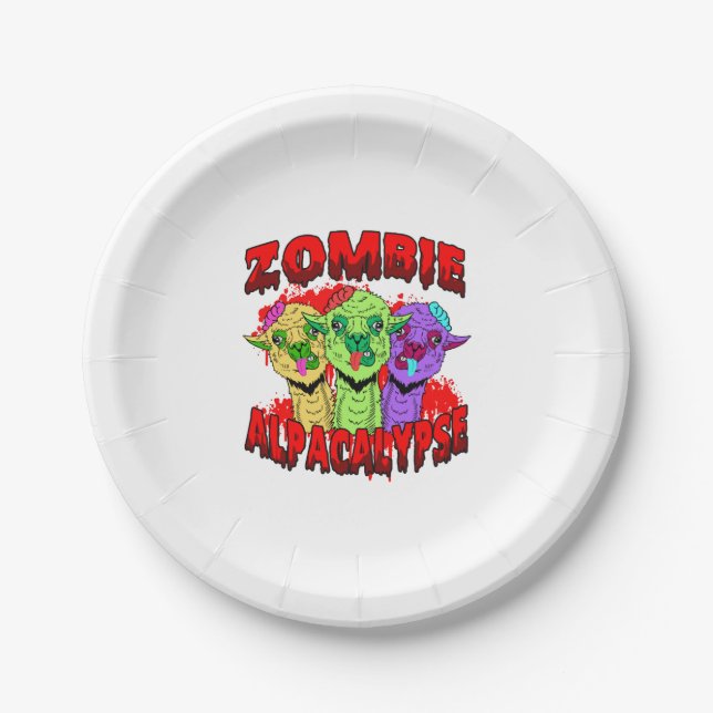 Halloween Llama Alpaca Funny Lama Glama Cool Gift  Paper Plate (Front)