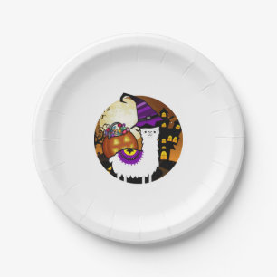 Halloween Llama Alpaca Funny Lama Glama Cool Gift Paper Plate
