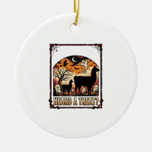 Halloween Llama Shirt Spooky Treat Graveyard Art_1 Ceramic Tree Decoration
