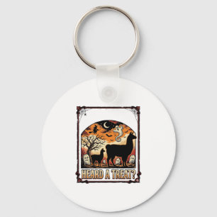 Halloween Llama Shirt Spooky Treat Graveyard Art_1 Key Ring