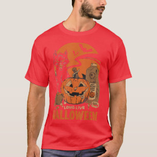Halloween Long Live Halloween Witchy Pumpkin Black T-Shirt