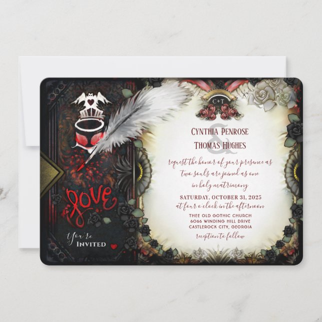 Halloween Love Letter Wedding Invitation (Front)