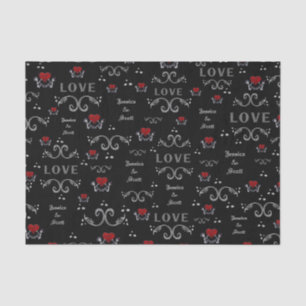 Halloween Love Skeletons Custom Names Tissue Paper