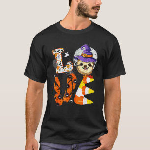 Halloween Love Sloth Witch Hat Sloth T-Shirt