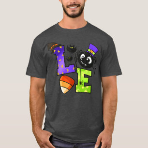 Halloween Love Spider Witch Hat Candy Corn Funny T-Shirt
