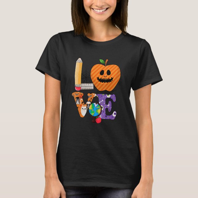 Halloween Love Student Teacher School Halloween Co T-Shirt (Front)