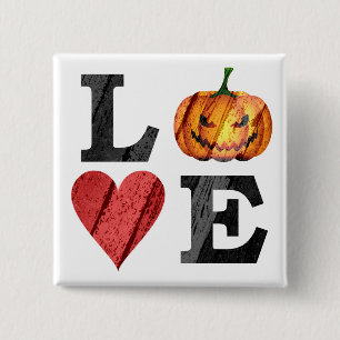 Halloween LOVE with Scary Jack o'lantern 15 Cm Square Badge