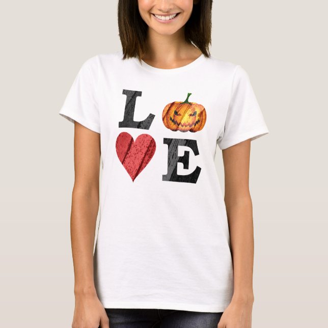 Halloween LOVE with Scary Jack o'lantern T-Shirt (Front)