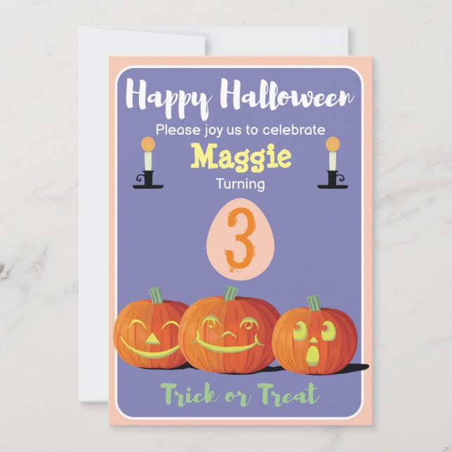Halloween Lovely Birthday Personalised Invitation (Front)