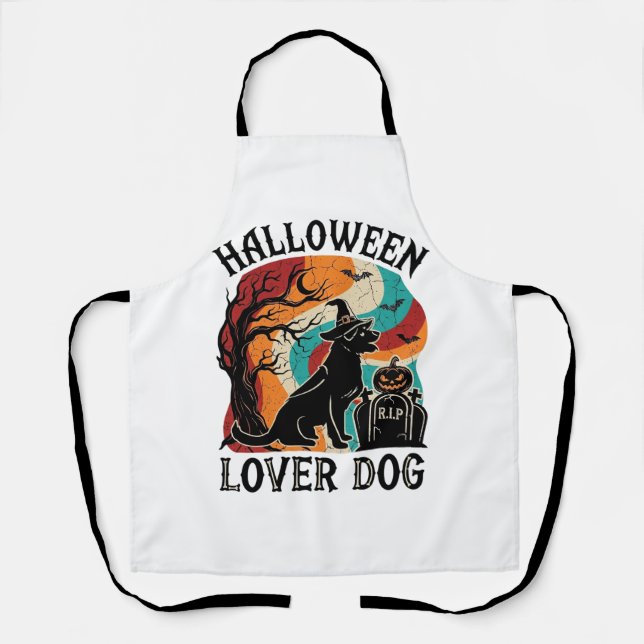 Halloween Lover Dog Witch Hat Pumpkin Tombstone_1 Apron (Front)