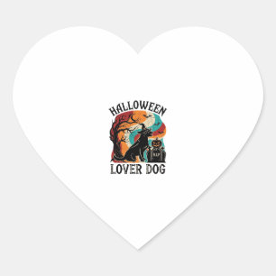 Halloween Lover Dog Witch Hat Pumpkin Tombstone_1 Heart Sticker