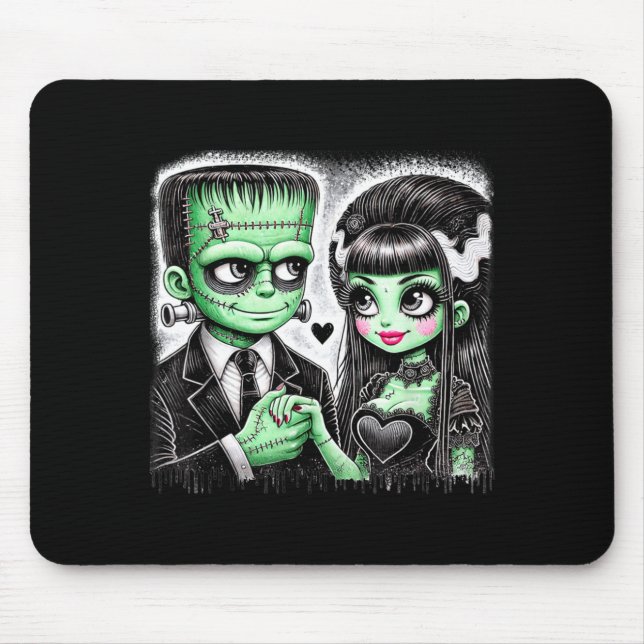 Halloween Lovers Frankenstein Skeleton for Men Mouse Pad (Front)