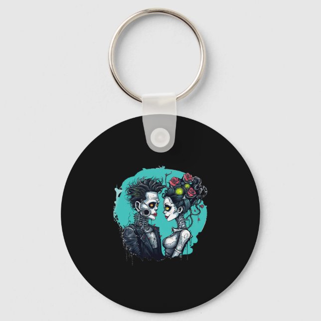 Halloween Lovers Frankenstein Skeleton  Key Ring (Front)