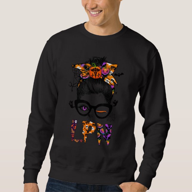 Halloween Lpn Licensed Practical Nurse Leopard Hum Sweatshirt (Front)