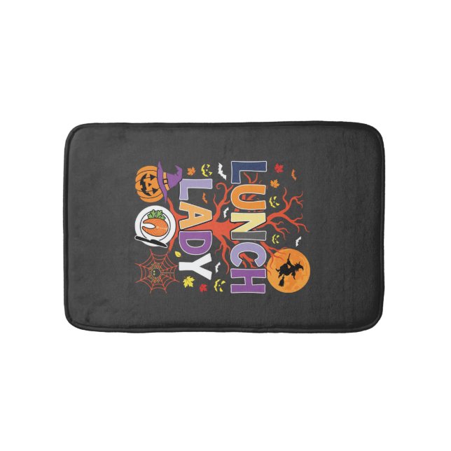 Halloween Lunch Lady Witch Kitchen Vector Bath Mat (Front)