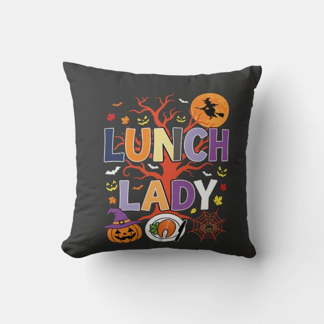 Halloween Lunch Lady Witch Kitchen Vector Cushion (Front)