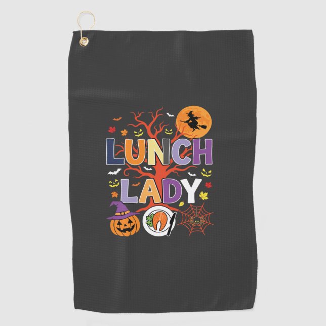 Halloween Lunch Lady Witch Kitchen Vector Golf Towel (Front)