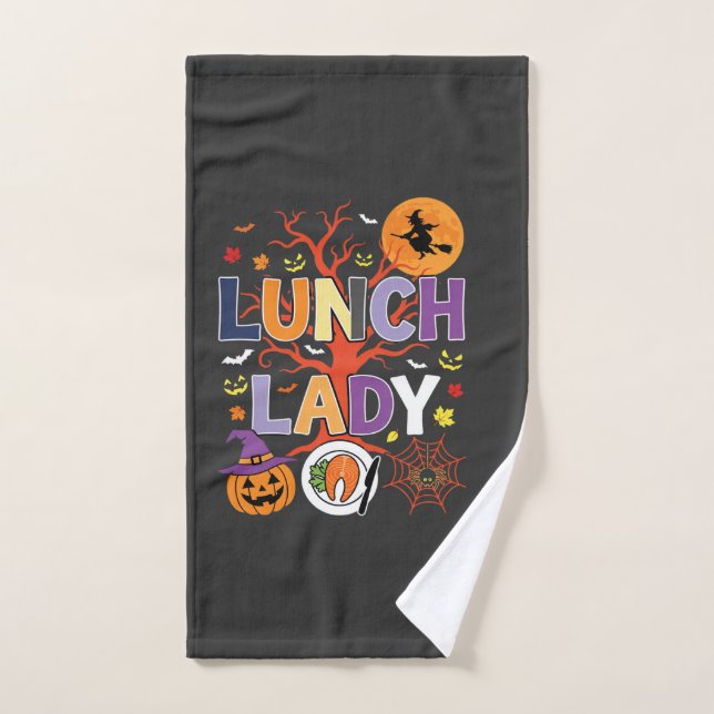 Halloween Lunch Lady Witch Kitchen Vector Hand Towel (Hand Towel)