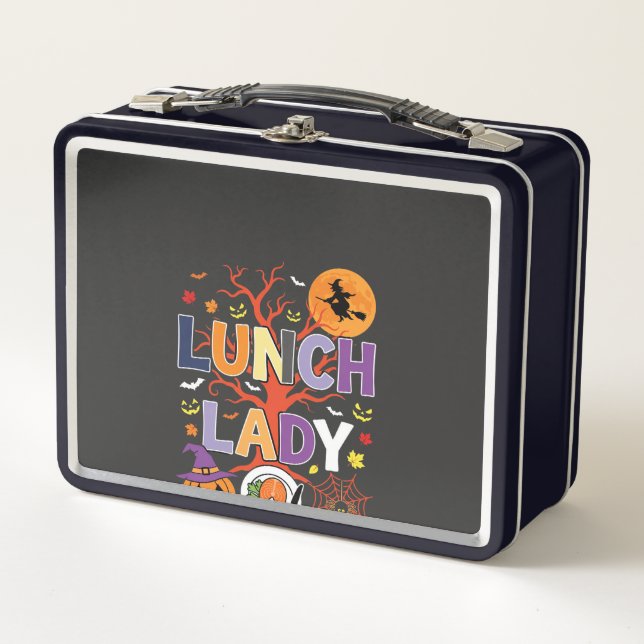 Halloween Lunch Lady Witch Kitchen Vector Metal Lunch Box (Front)