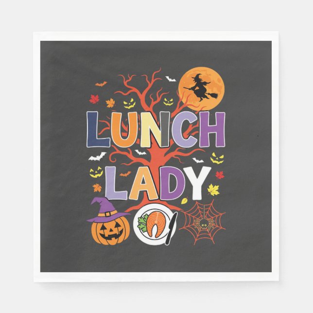 Halloween Lunch Lady Witch Kitchen Vector Napkin (Front)