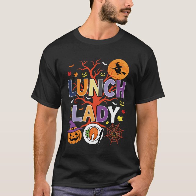 Halloween Lunch Lady Witch Kitchen Vector T-Shirt (Front)