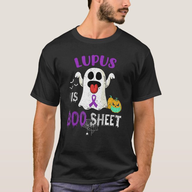 Halloween Lupus Is Boo Sheet Purple Boos Ghost T-Shirt (Front)