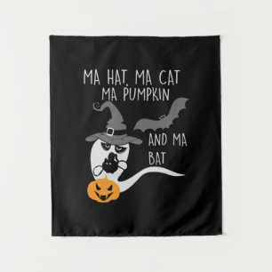 Halloween Ma Hat Ma Cat Birthday Tapestry