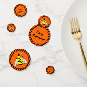 Halloween Magic Bee Witch Orange and Black Stripes Confetti