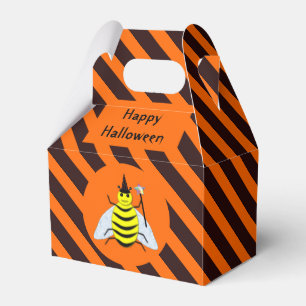 Halloween Magic Bee Witch Orange and Black Stripes Favour Box