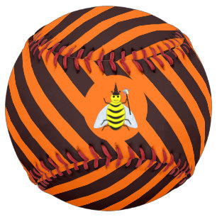 Halloween Magic Bee Witch Orange and Black Stripes Softball