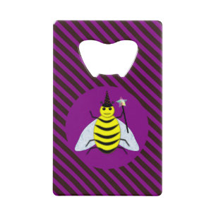 Halloween Magic Bee Wizard Purple and Black Stripe