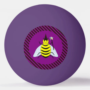 Halloween Magic Bee Wizard Purple and Black Stripe Ping Pong Ball