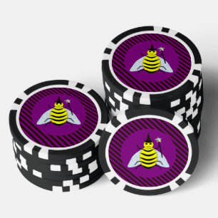Halloween Magic Bee Wizard Purple and Black Stripe Poker Chips