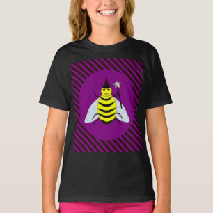 Halloween Magic Bee Wizard Purple and Black Stripe T-Shirt