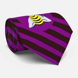 Halloween Magic Bee Wizard Purple and Black Stripe Tie