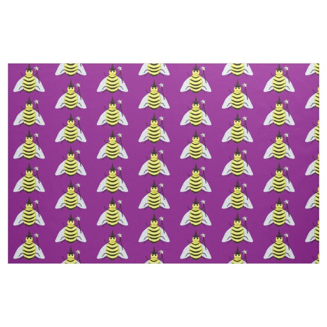 Halloween Magic Bee Wizard Purple Fabric (Fat Quarter)