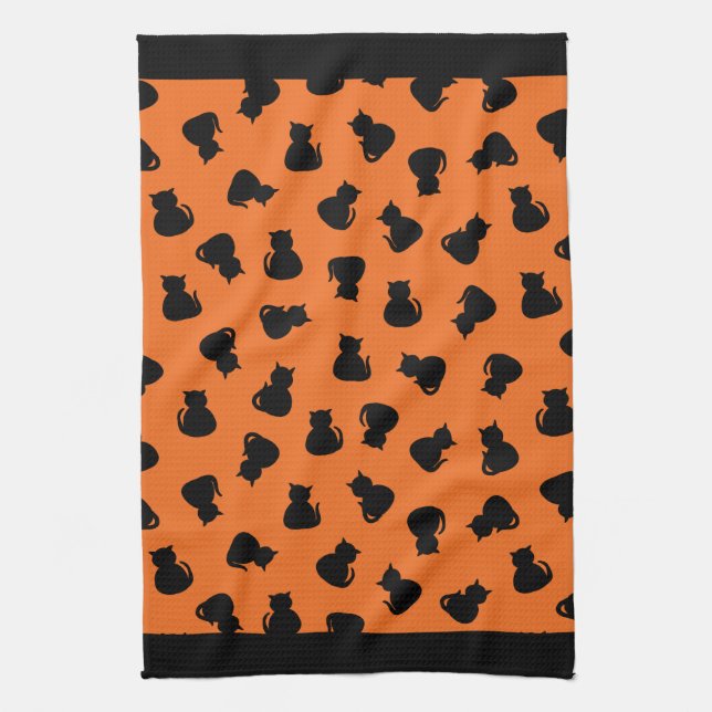 Halloween Magic Cats Tea Towel (Vertical)