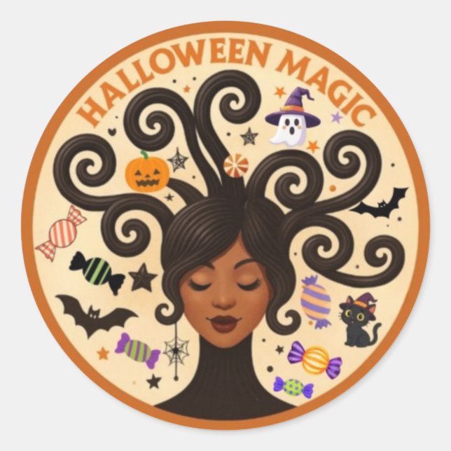 Halloween Magic Classic Round Sticker (Front)