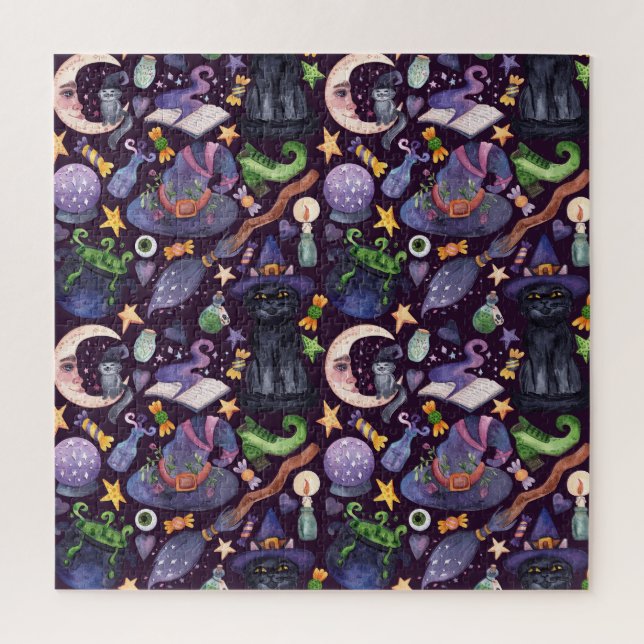 Halloween magic: dark hand-drawn pattern. jigsaw puzzle (Vertical)
