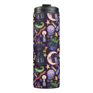 Halloween magic: dark hand-drawn pattern. thermal tumbler