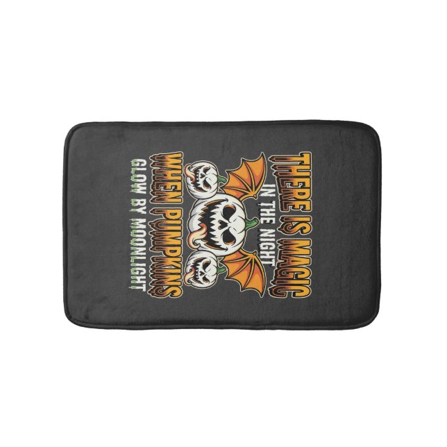 Halloween Magic Pumpkin Moonlight Horror Vector Bath Mat (Front)