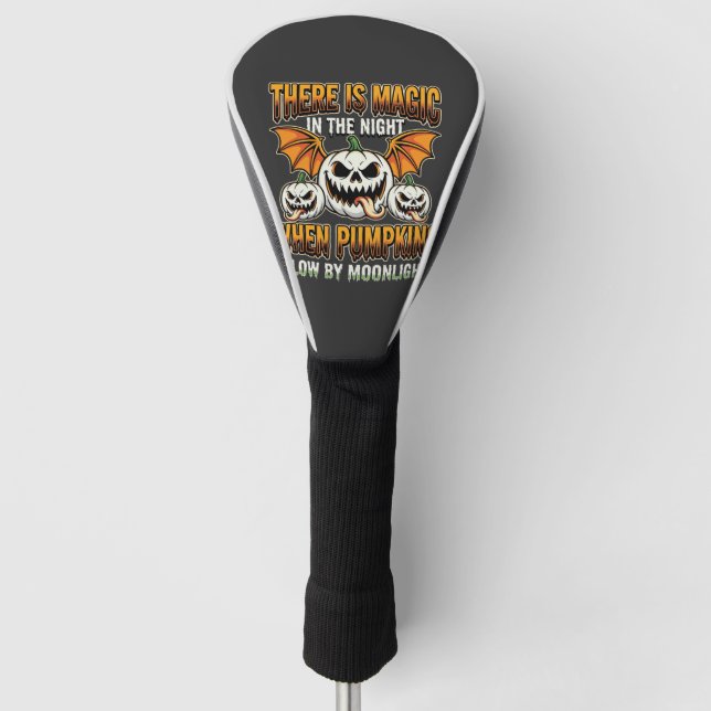 Halloween Magic Pumpkin Moonlight Horror Vector Golf Head Cover (Front)