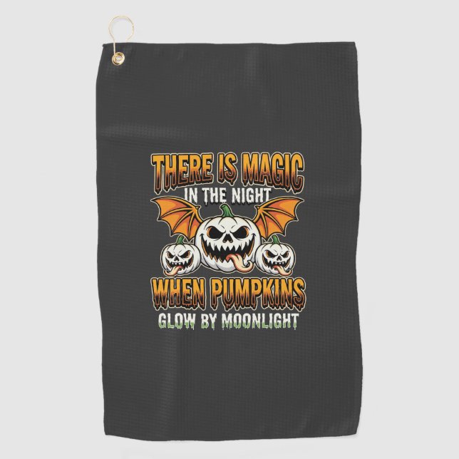 Halloween Magic Pumpkin Moonlight Horror Vector Golf Towel (Front)