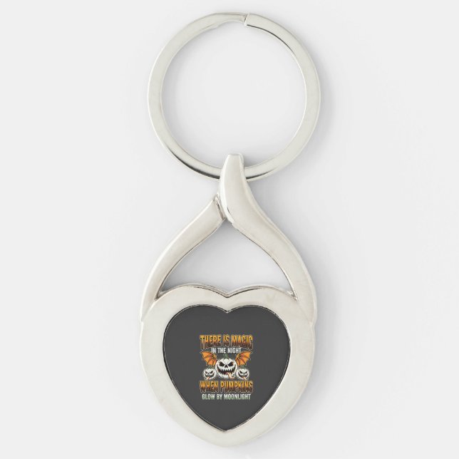 Halloween Magic Pumpkin Moonlight Horror Vector Key Ring (Front)