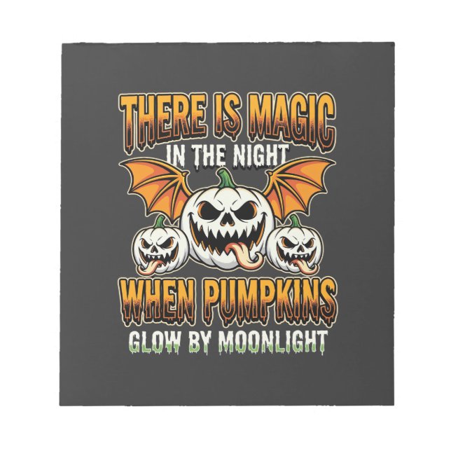 Halloween Magic Pumpkin Moonlight Horror Vector Notepad (Front)